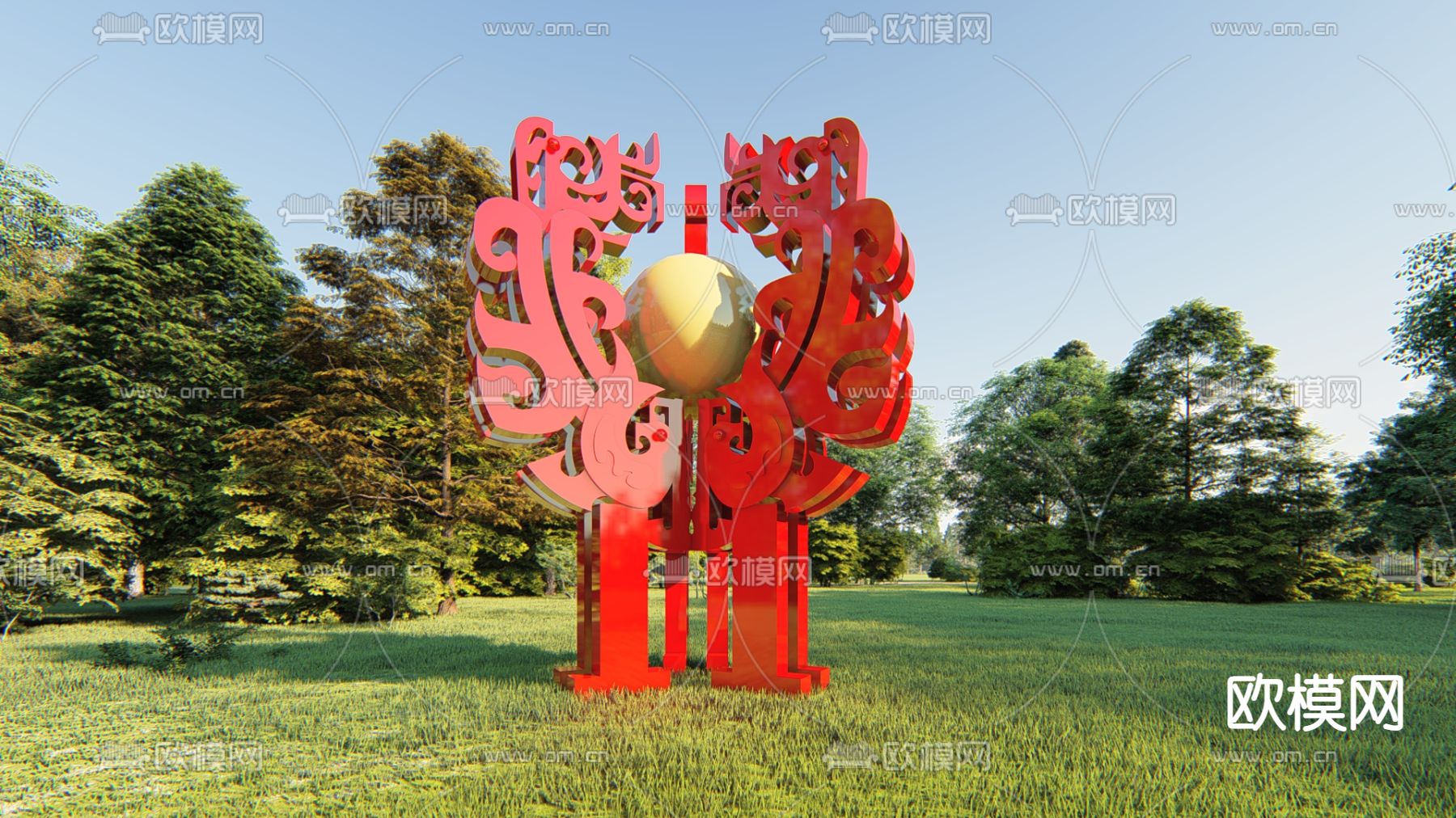 少数民族 导视牌小品su模型下载（渲染图1）