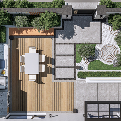  庭院花园 庭院小品su模型 