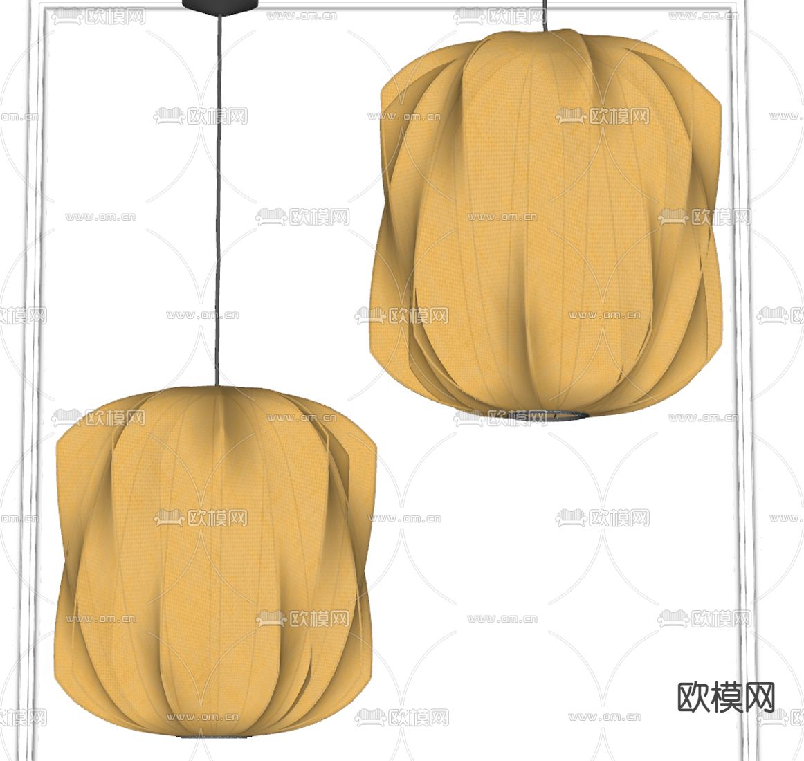 侘寂风吊灯 灯笼su模型下载（渲染图2）