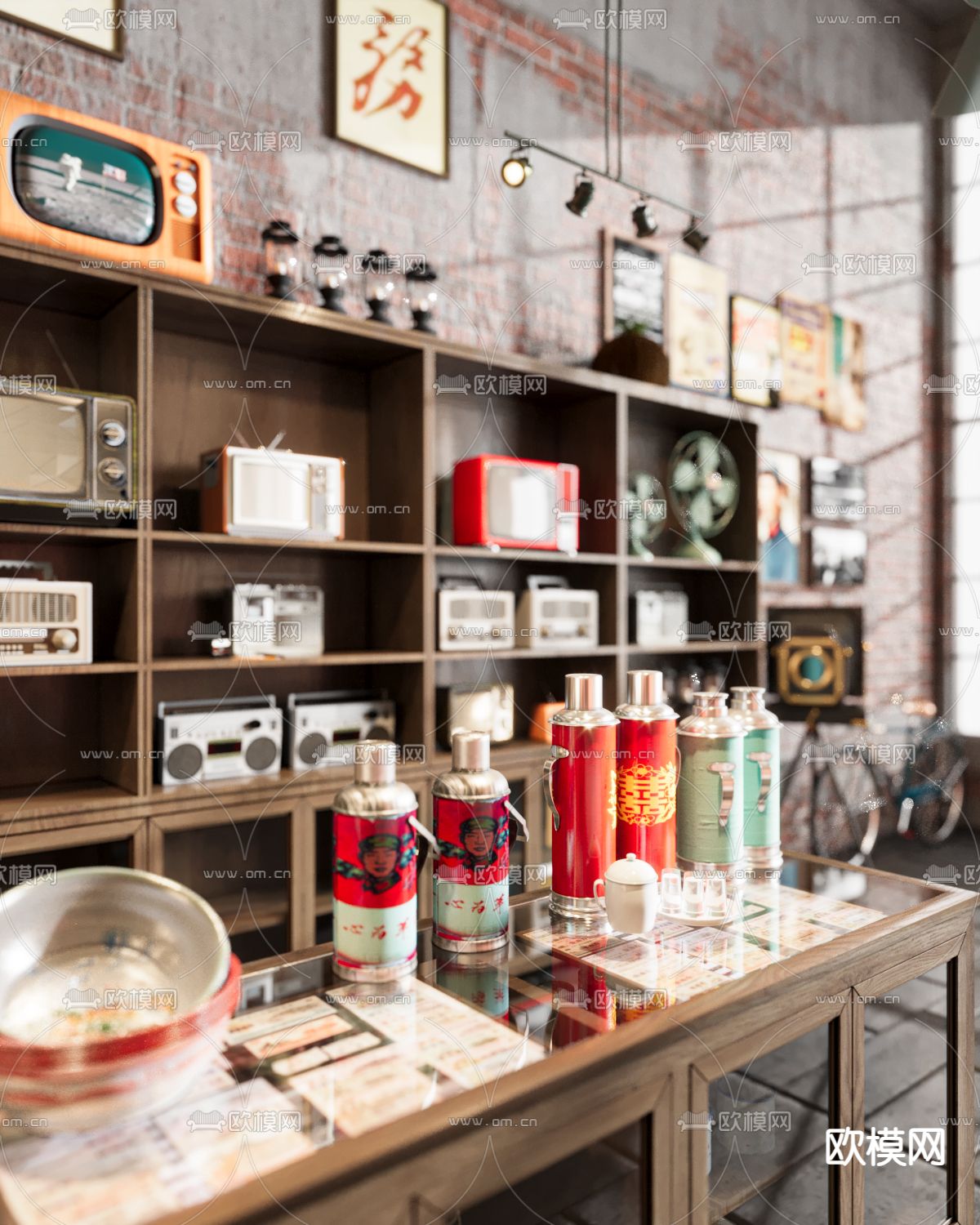 民国风装饰 摆件 生活用品su模型下载（渲染图2）