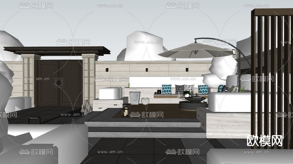 庭院景观 庭院花园su模型下载_ID14208784_sketchup模型下载-欧模网