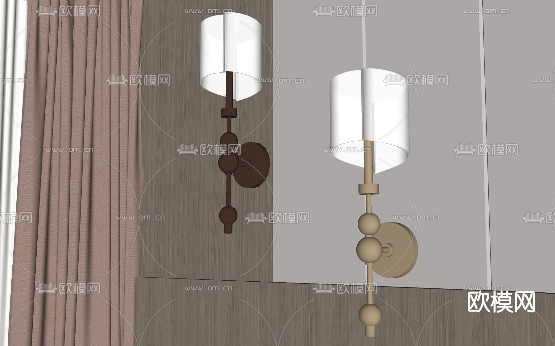 简欧壁灯su模型下载（渲染图2）