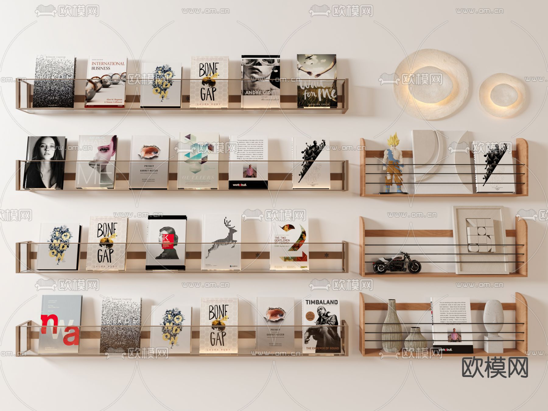 壁挂式书架 杂志架su模型下载（渲染图1）