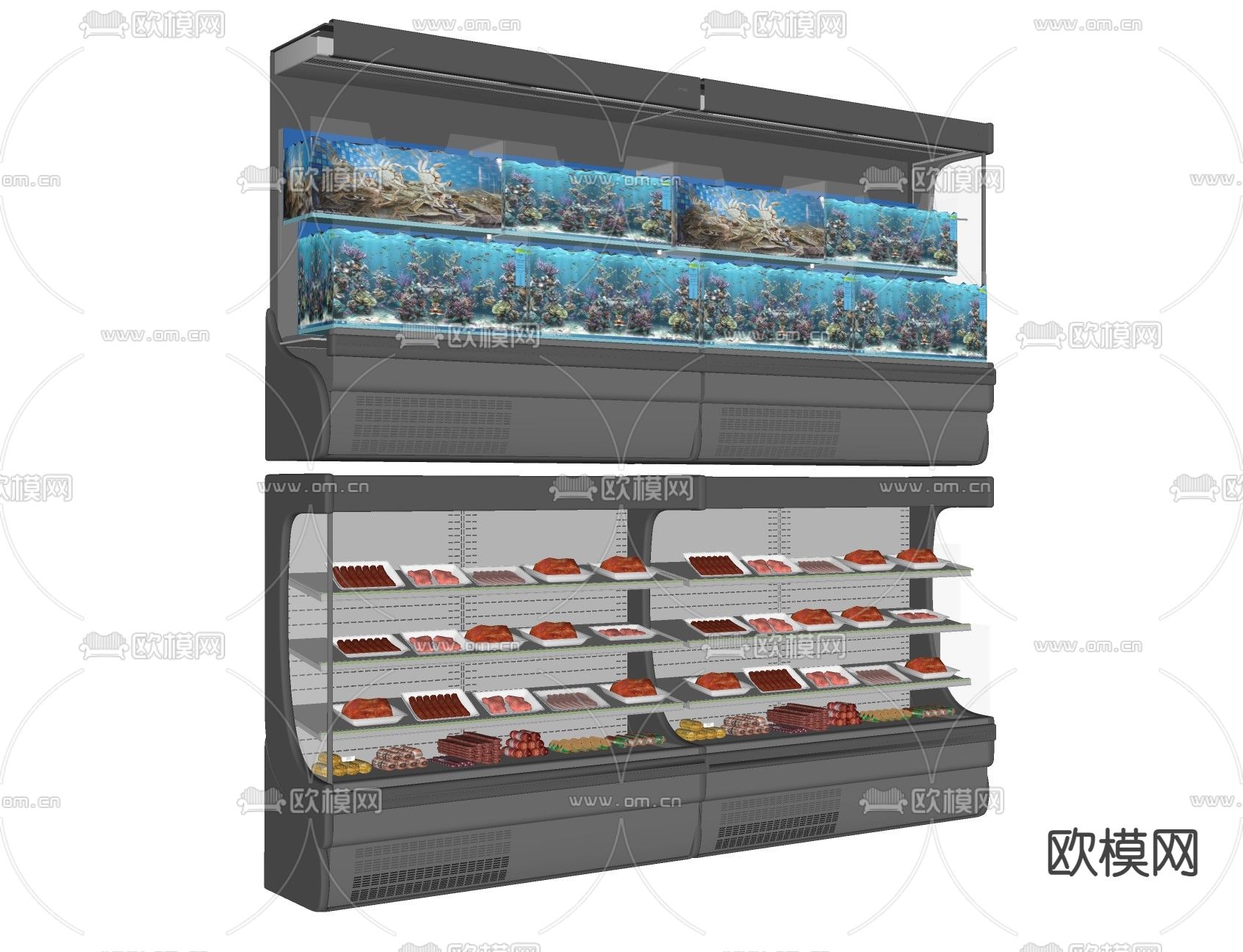 肉柜 冰柜 冰鲜柜su模型下载（渲染图2）
