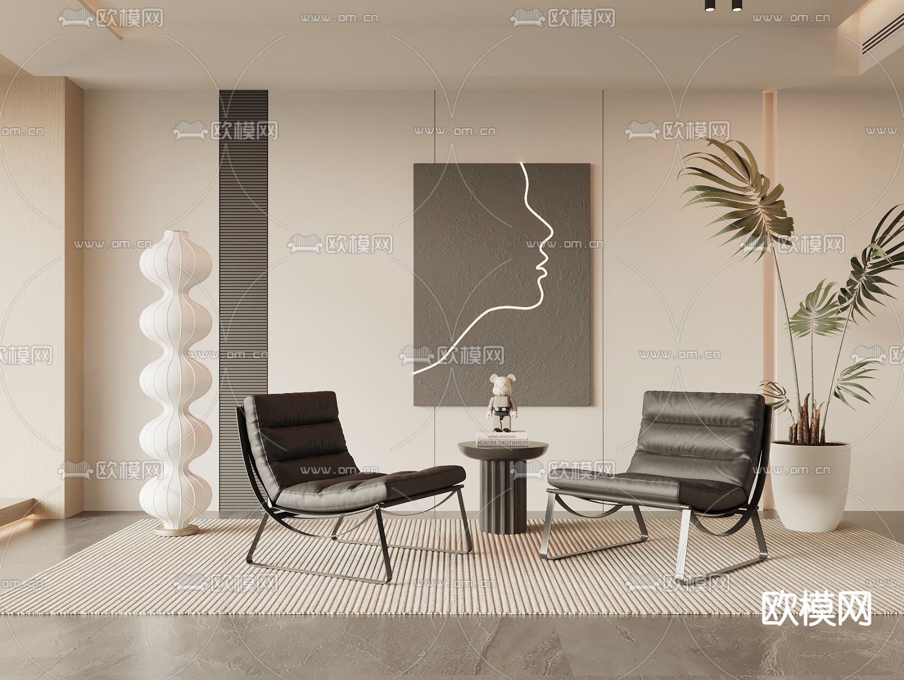 皮革椅子 休闲椅3d模型下载