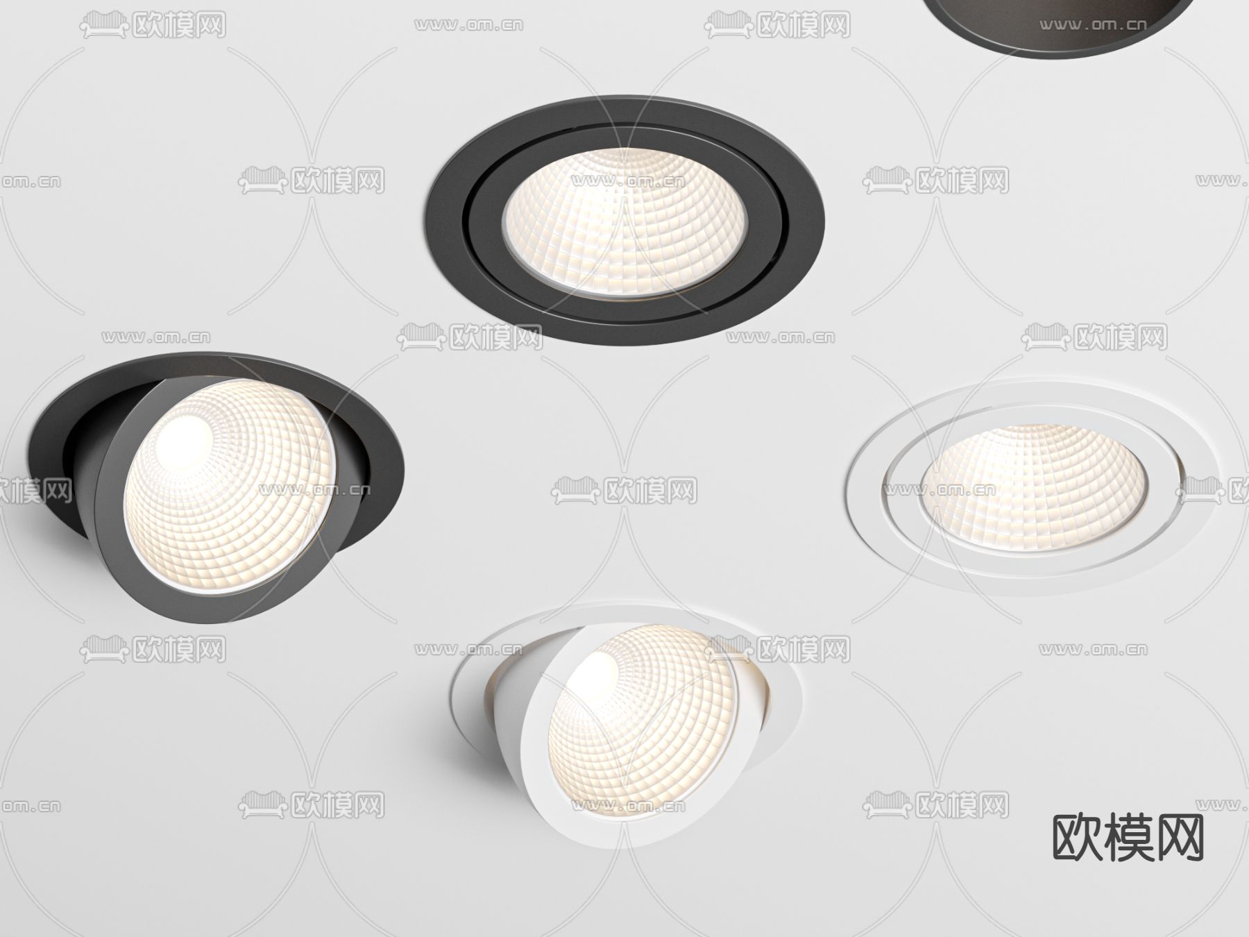 嵌入式筒灯 射灯 轨道灯3d模型下载（渲染图3）