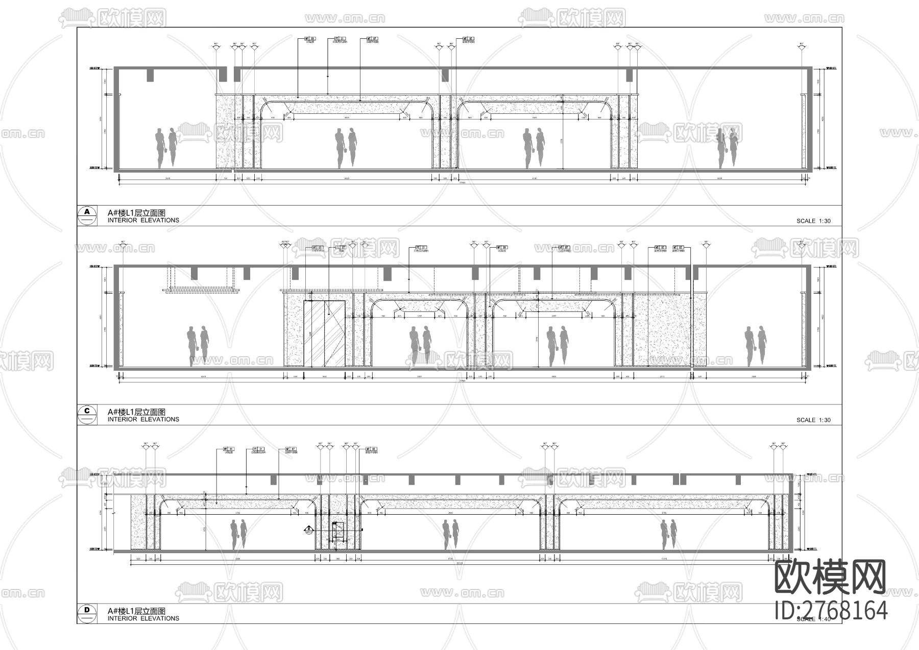 时装与文创设计小镇A馆、B馆、C馆公区装修工程cad施工图下载（渲染图2）