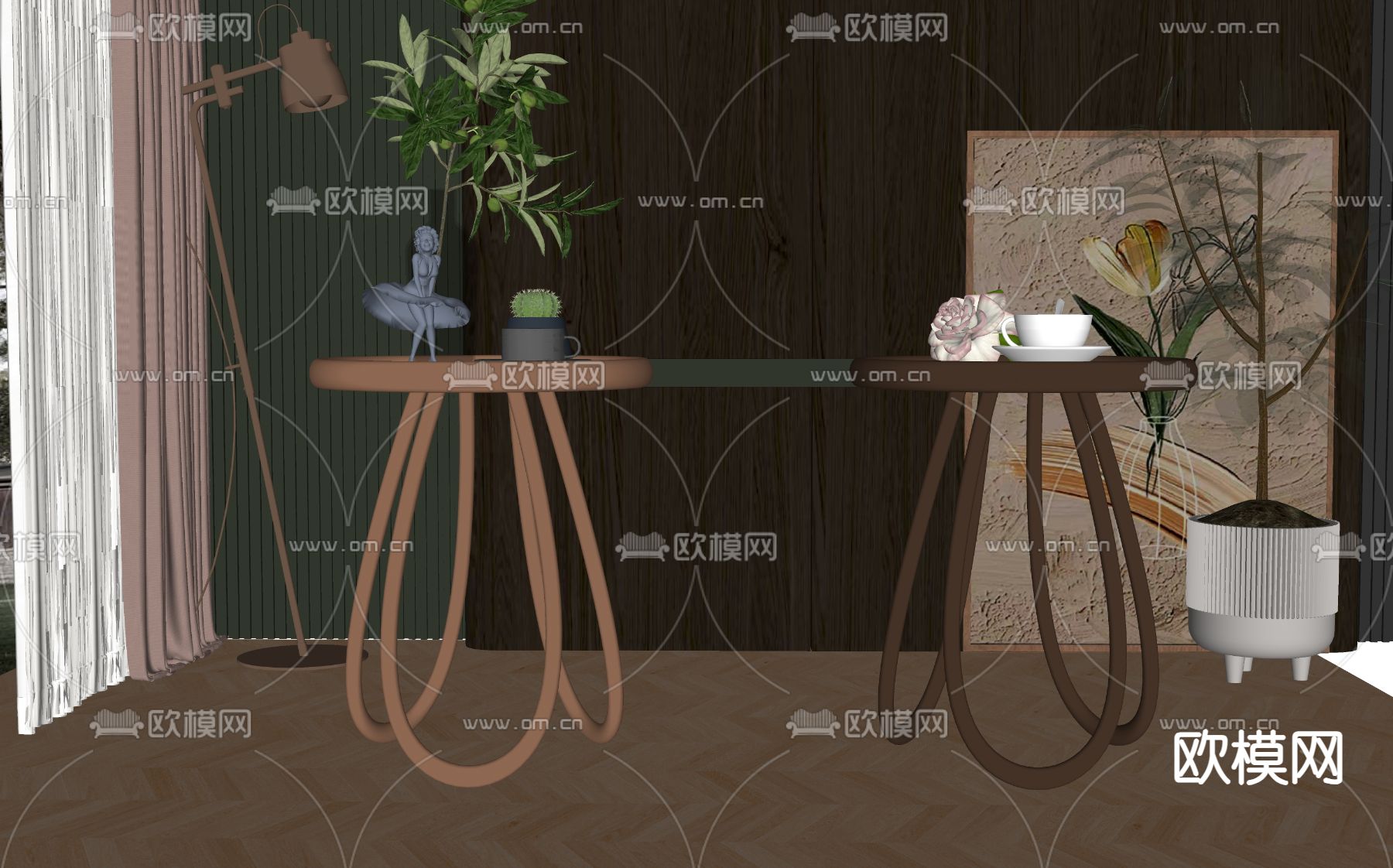 北欧边几 角几su模型下载（渲染图2）