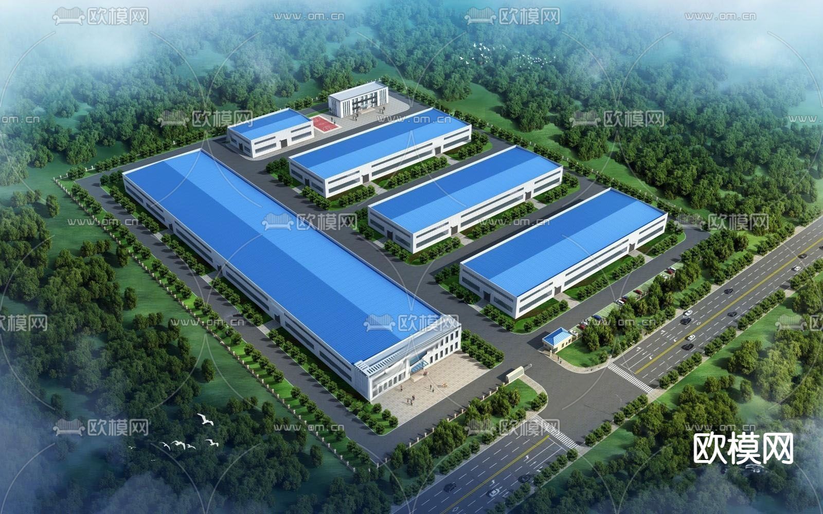 工业风厂房su模型下载（渲染图1）