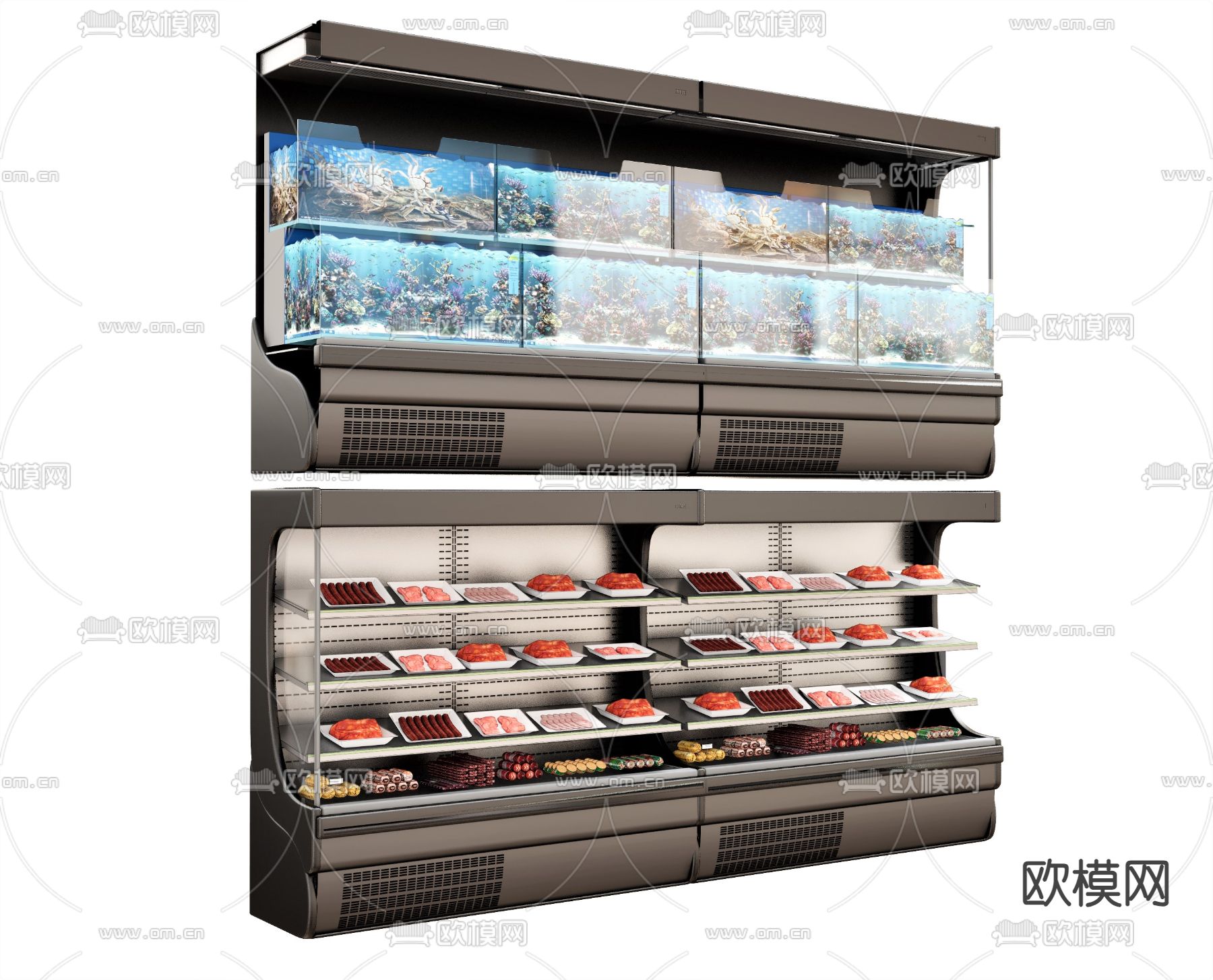 肉柜 冰柜 冰鲜柜su模型下载（渲染图1）
