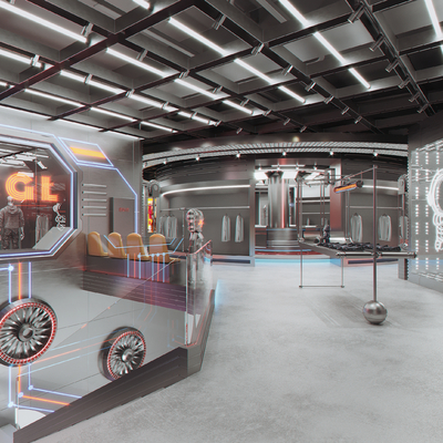  潮牌男装店 服装店su模型 