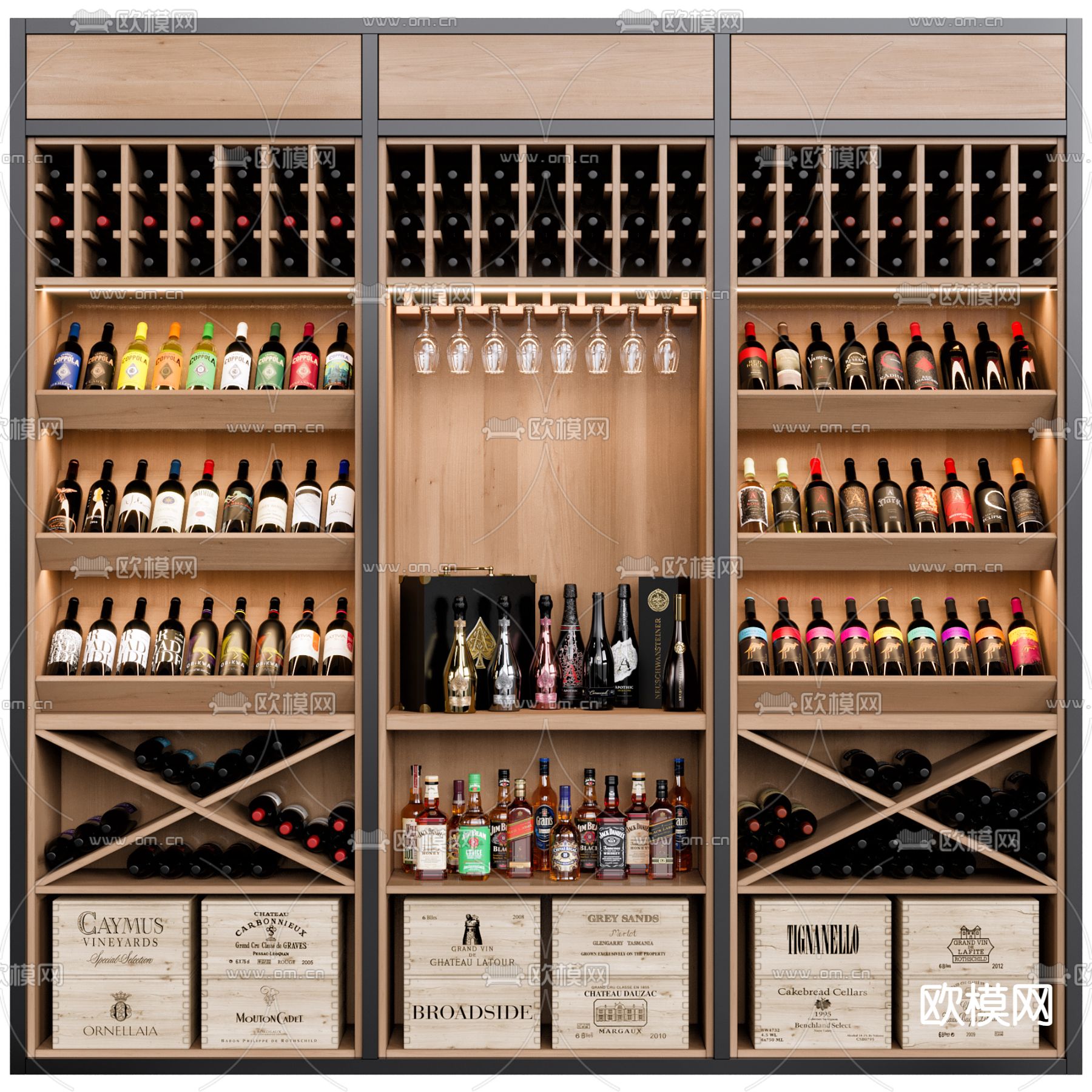 红酒柜 酒架3d模型下载（渲染图1）