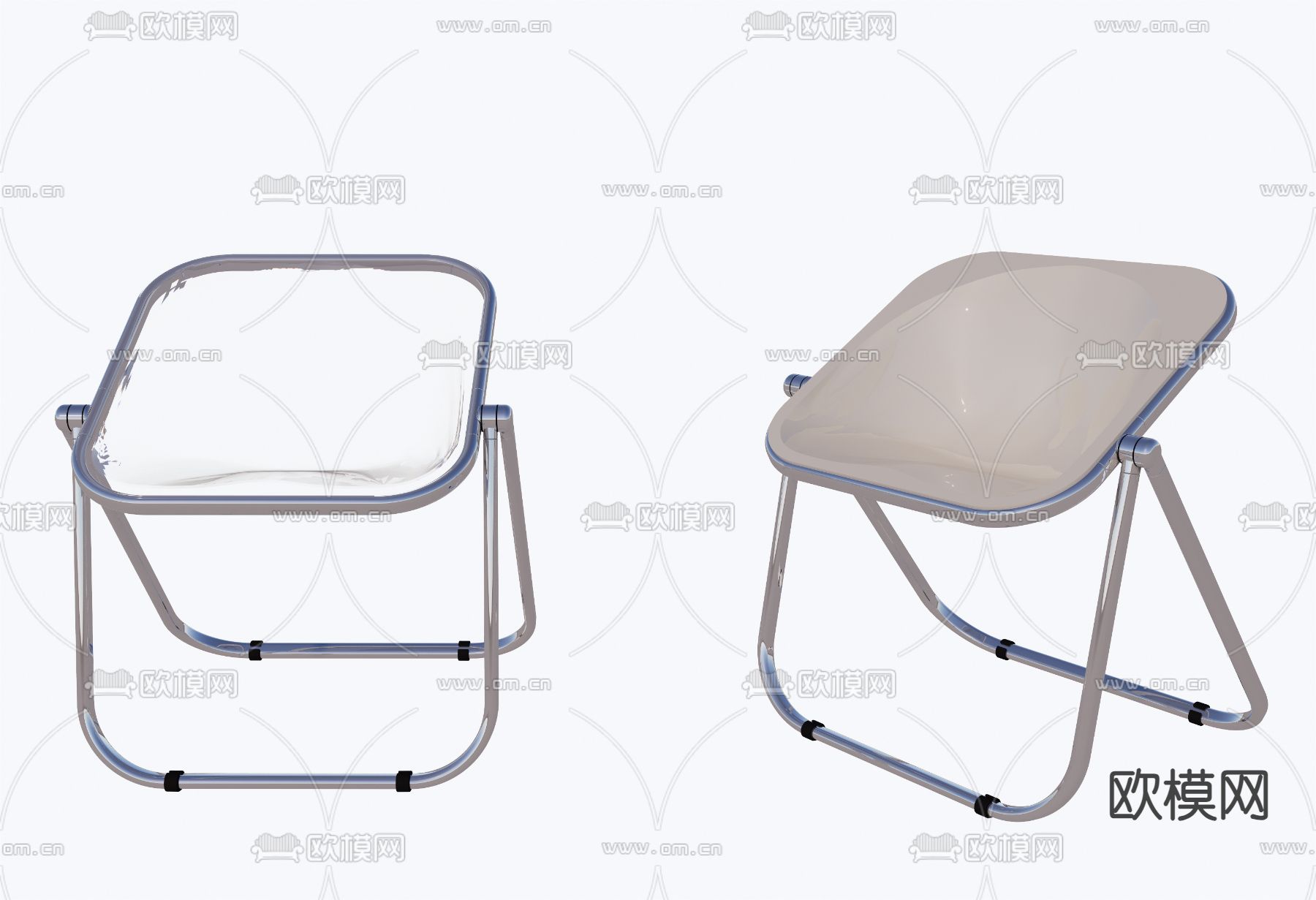 折叠椅 亚克力椅子su模型下载（渲染图1）