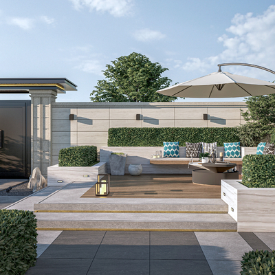  庭院景观 庭院花园su模型 