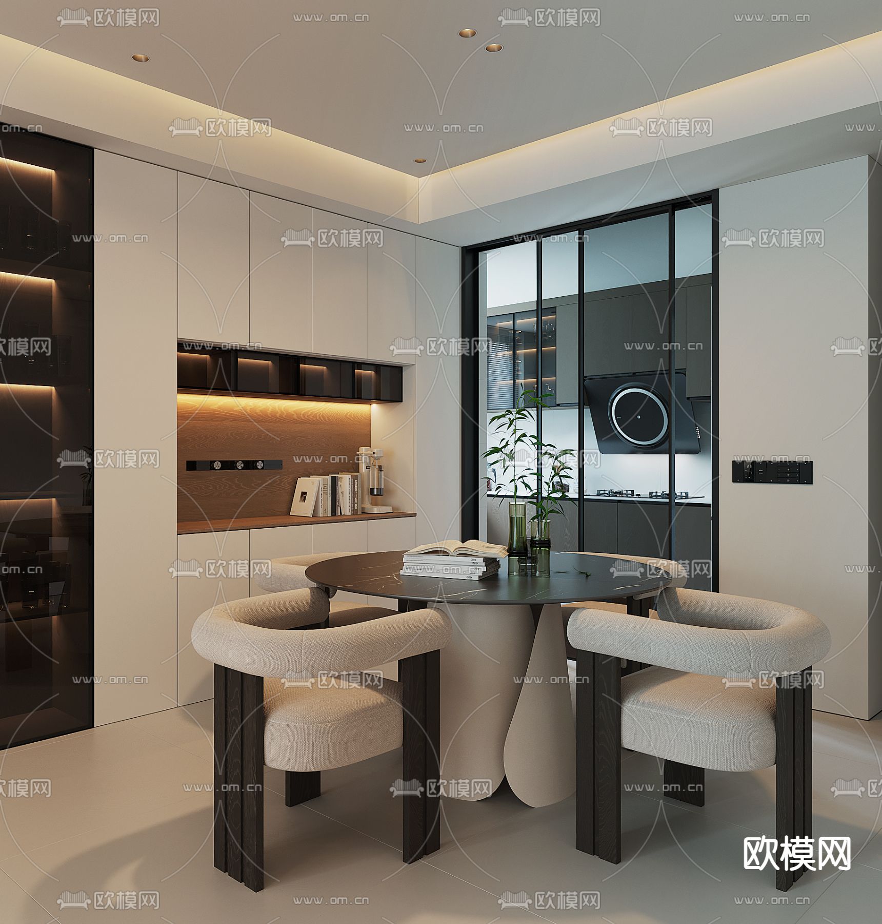 现代餐桌椅 圆餐桌3d模型下载