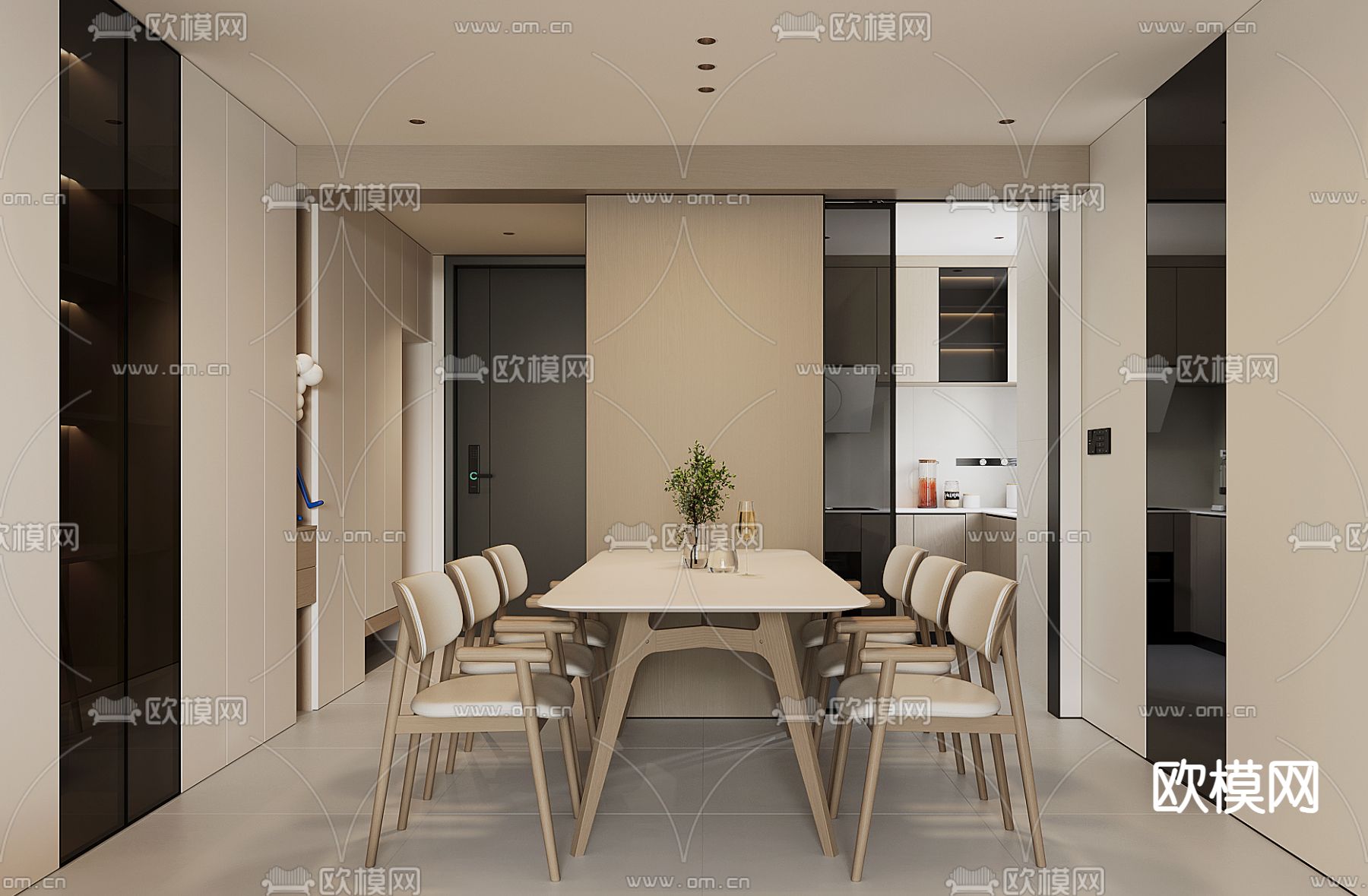 北欧餐厅3d模型下载