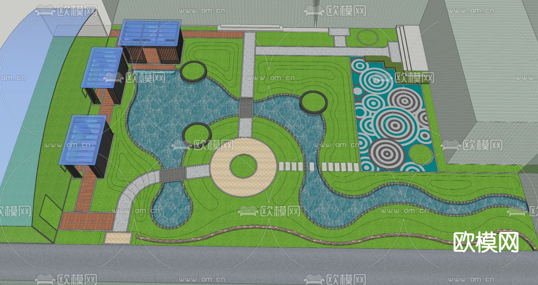 庭院花园 庭院小品su模型下载（渲染图3）