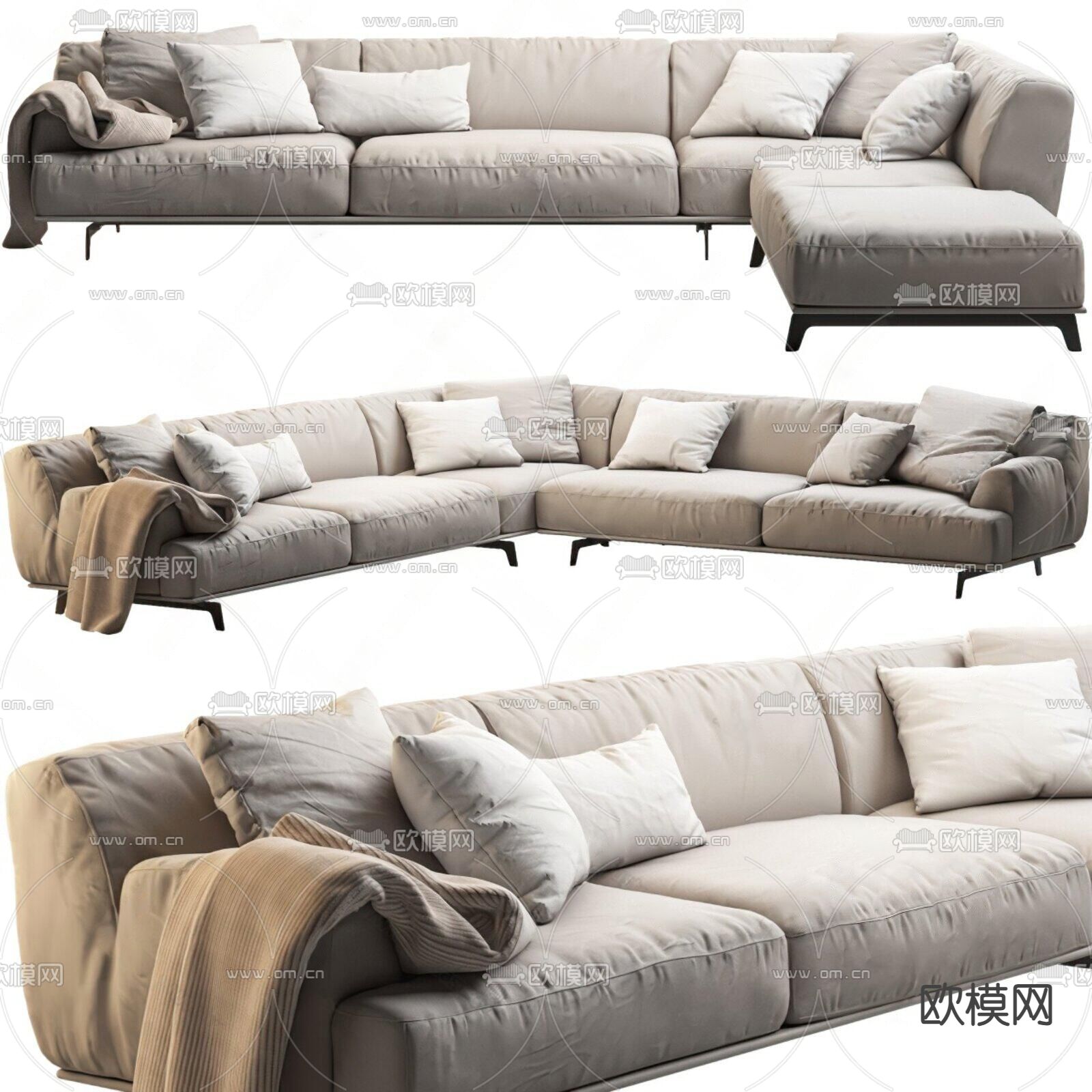 转角沙发 多人沙发3d模型下载