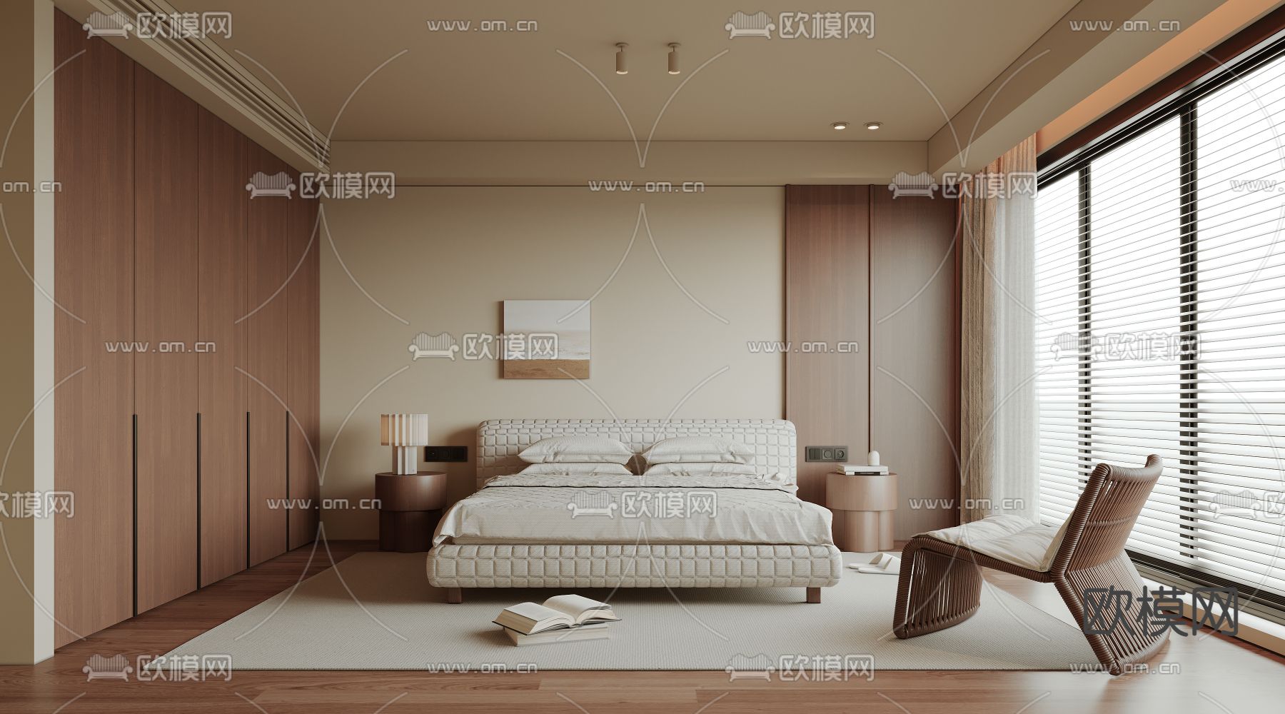 中古风卧室 主人房su模型下载（渲染图1）