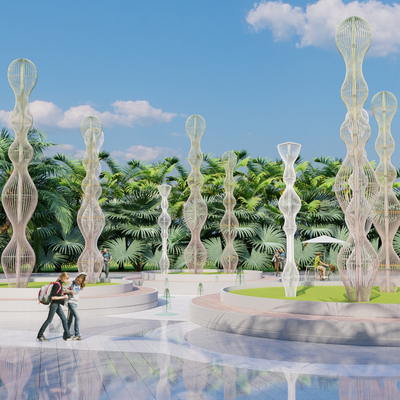 竹编构架 艺术装置 竹编小品su模型