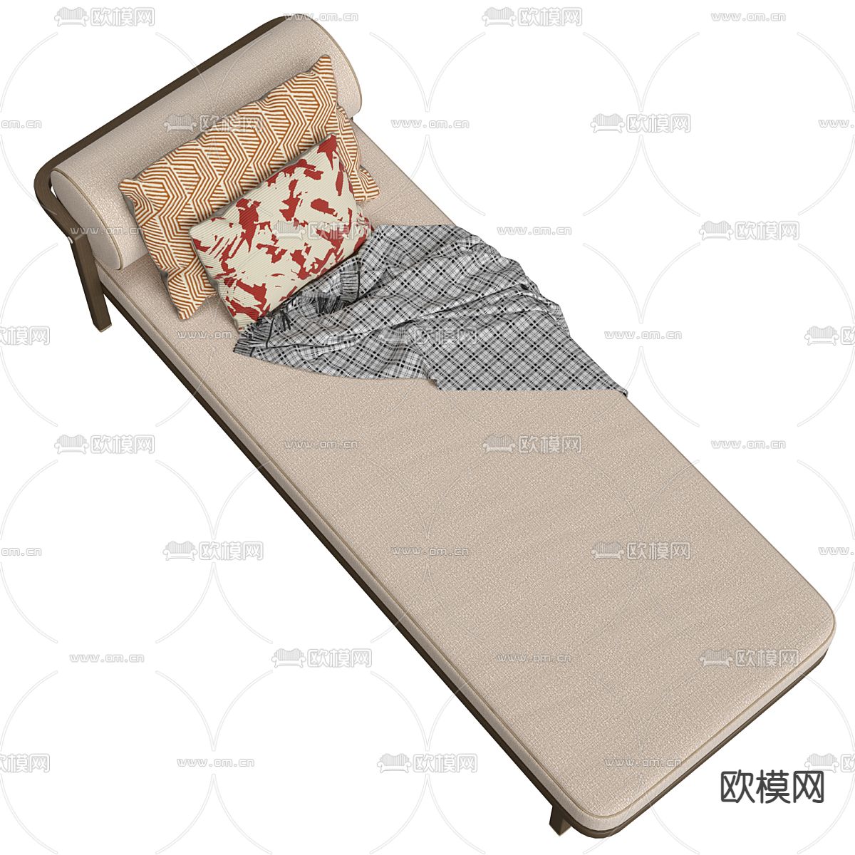 新中式躺椅3d模型下载（渲染图2）