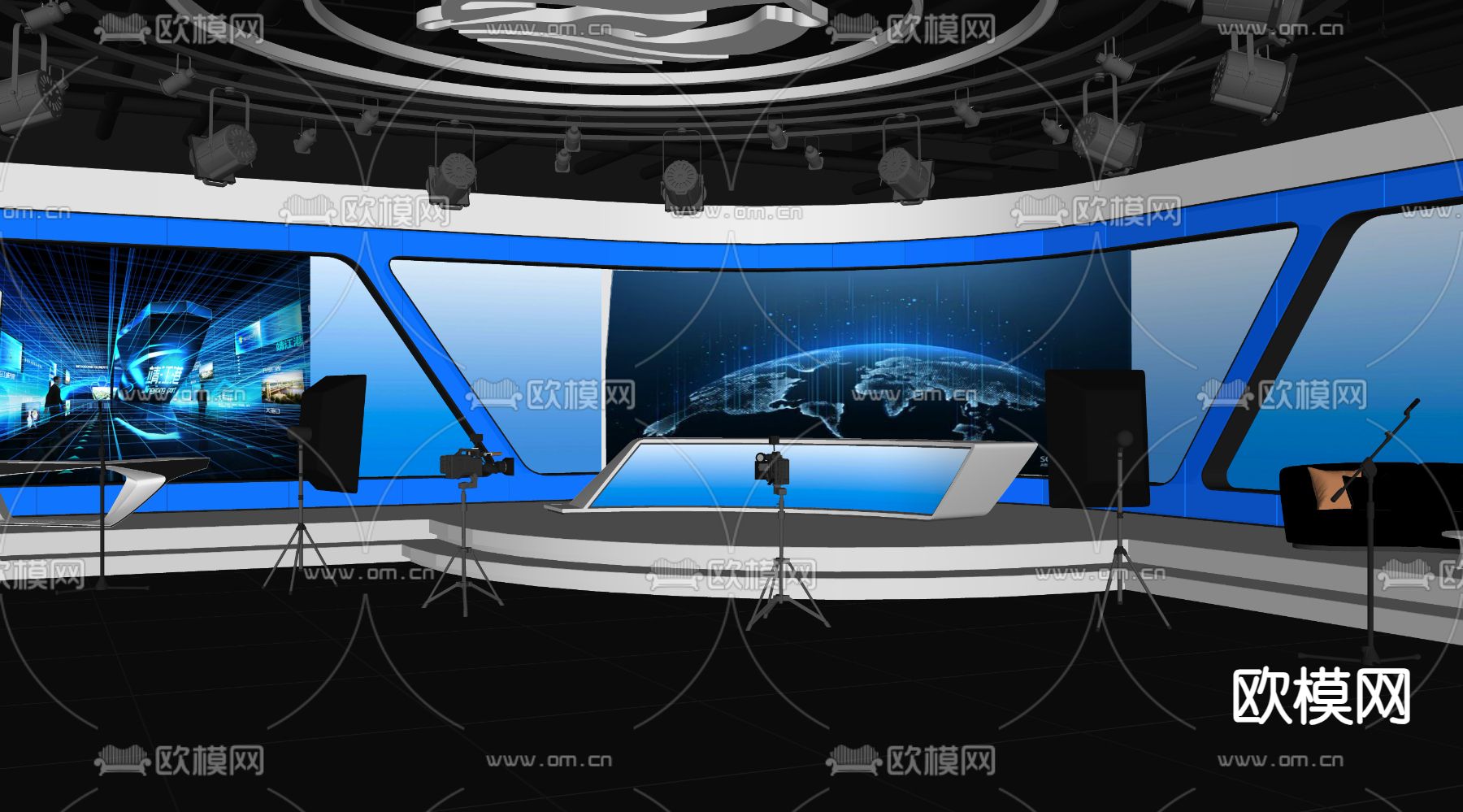 电视台 演播室su模型下载（渲染图2）