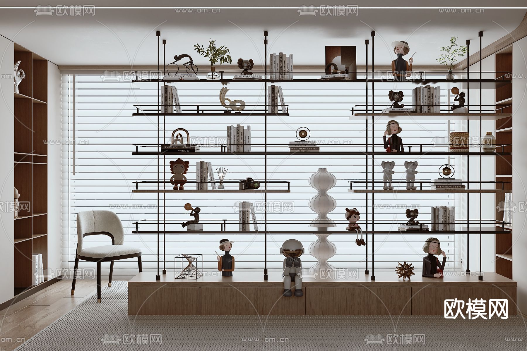 书架 置物架su模型下载（渲染图1）