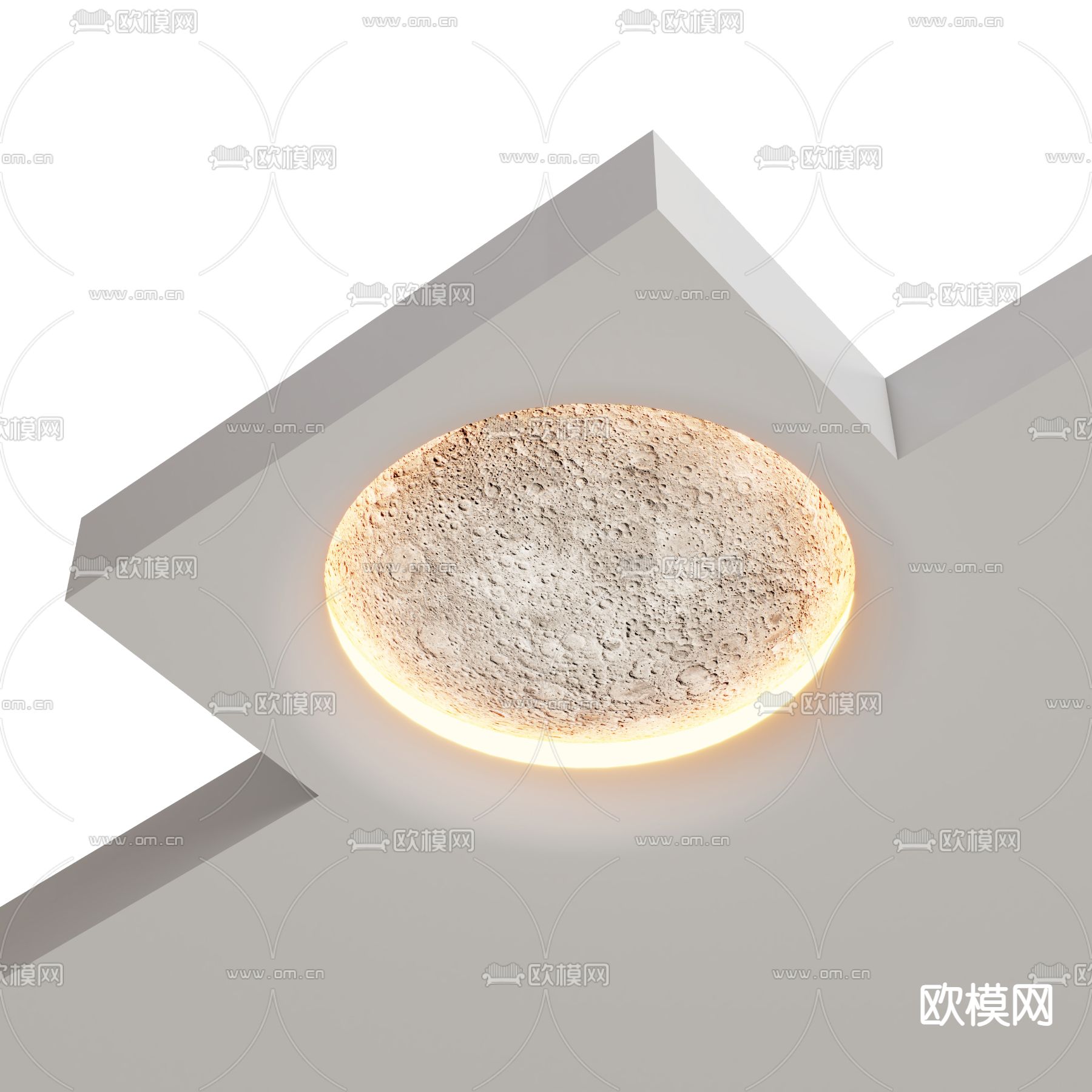 月球壁灯 石膏灯3d模型下载