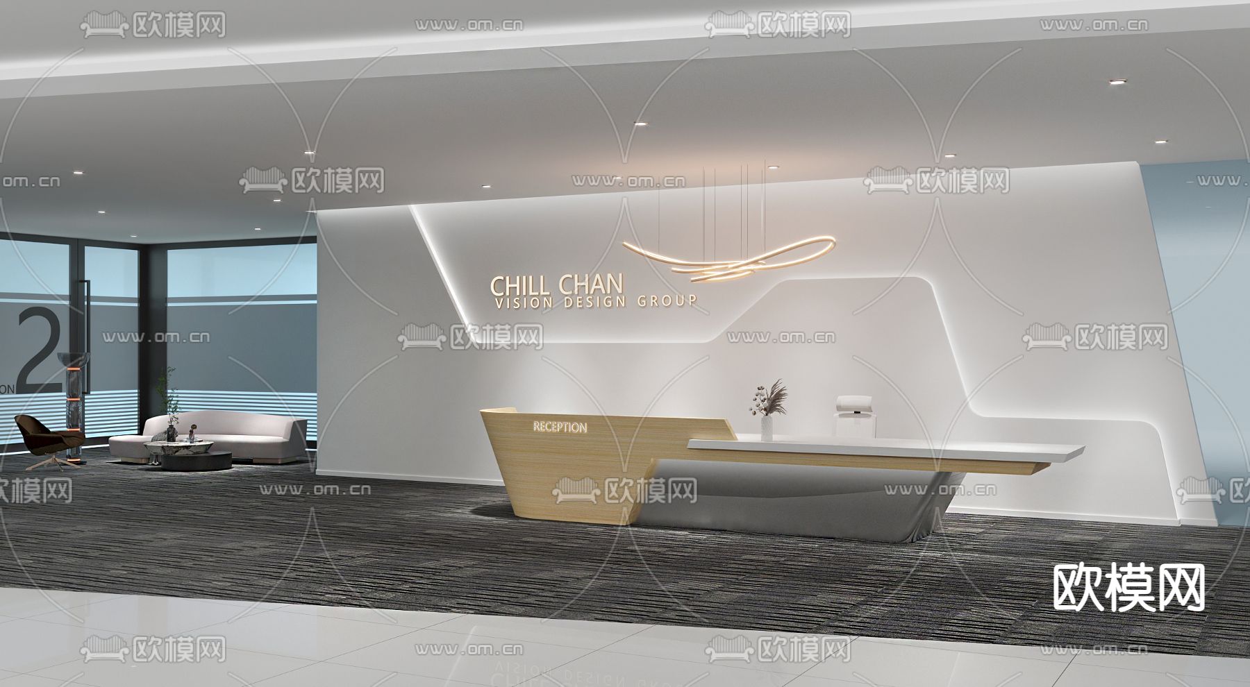 办公室前台 接待3d模型下载（渲染图2）