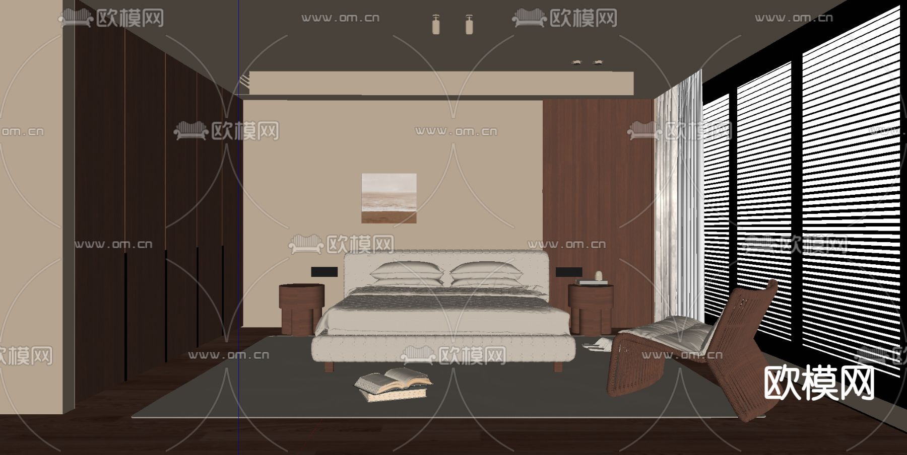 中古风卧室 主人房su模型下载（渲染图2）