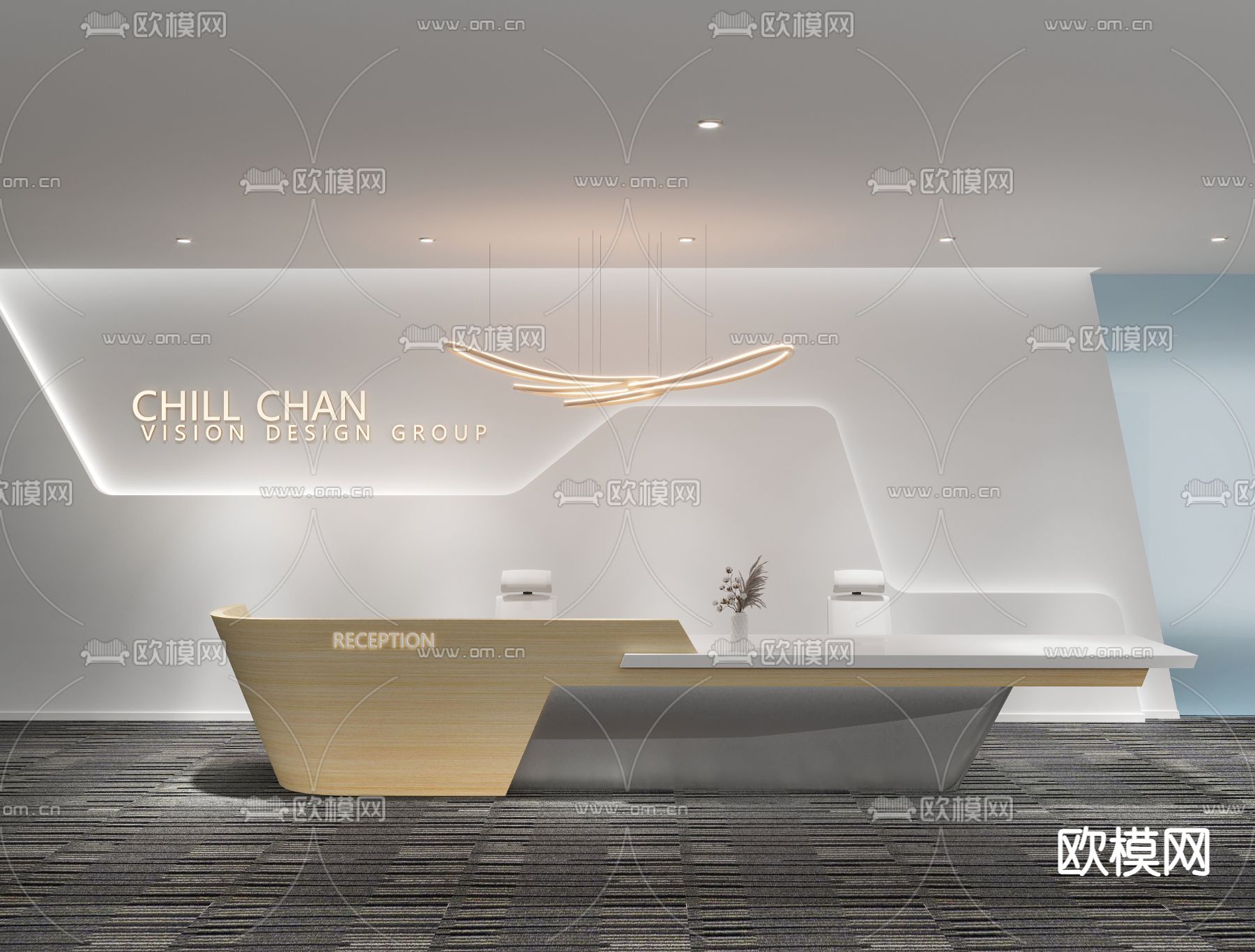 办公室前台 接待3d模型下载（渲染图1）