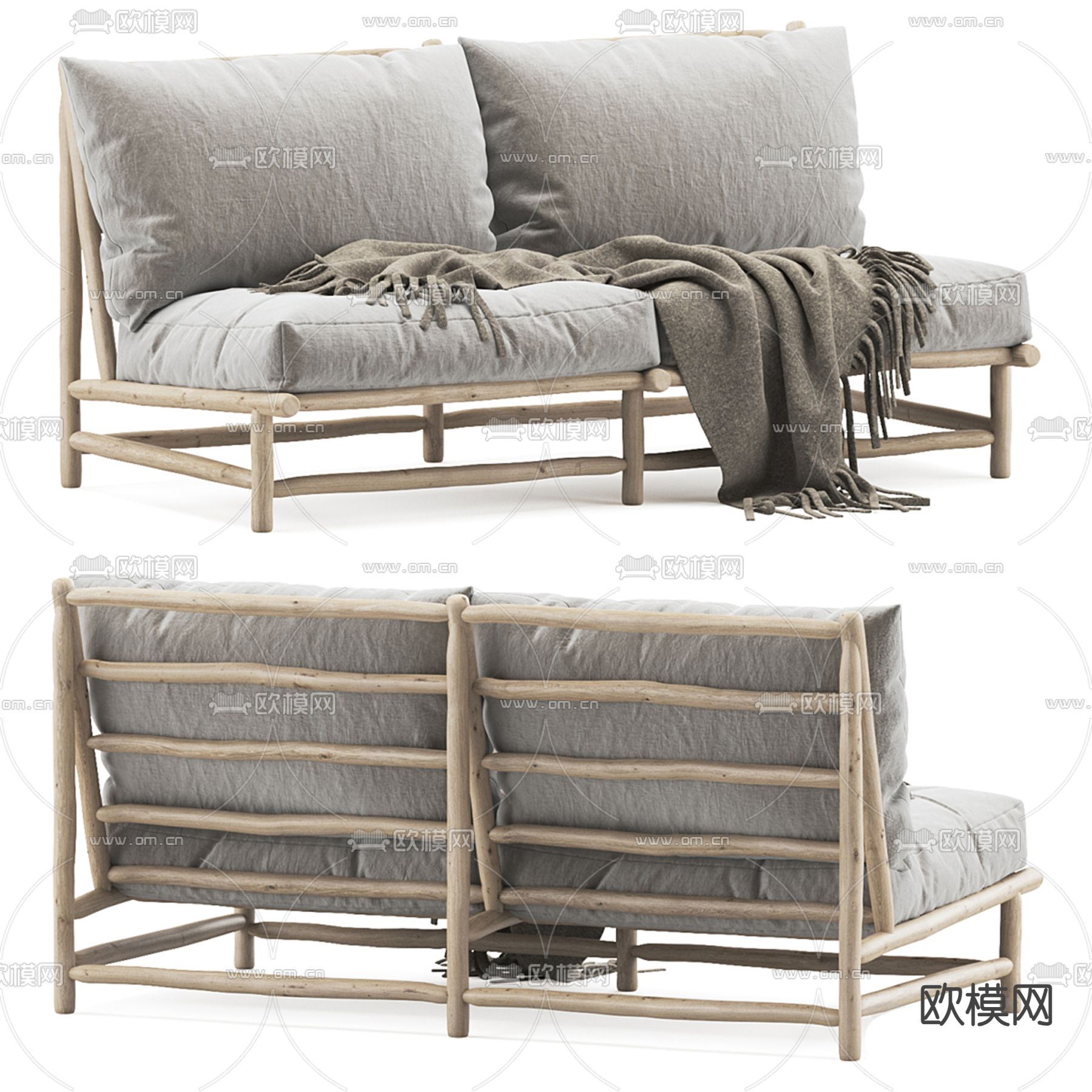 双人沙发3d模型下载（渲染图1）