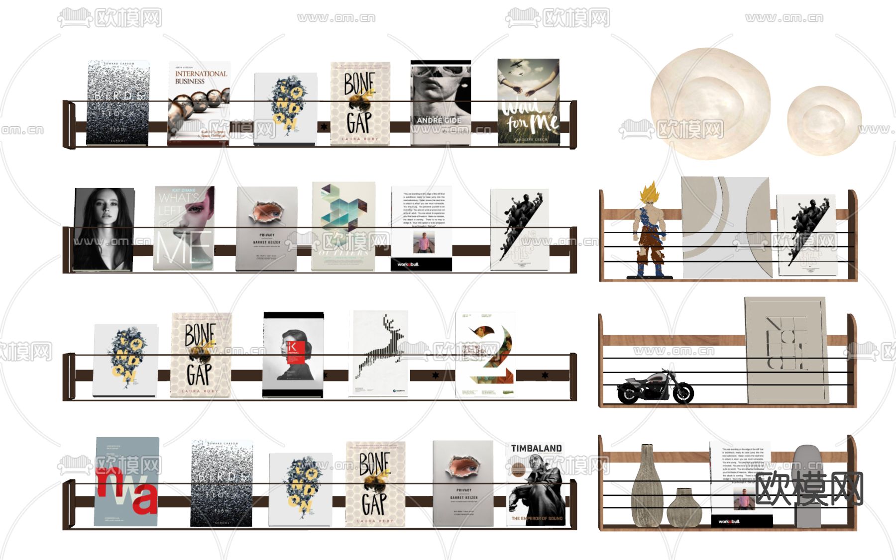 壁挂式书架 杂志架su模型下载（渲染图2）