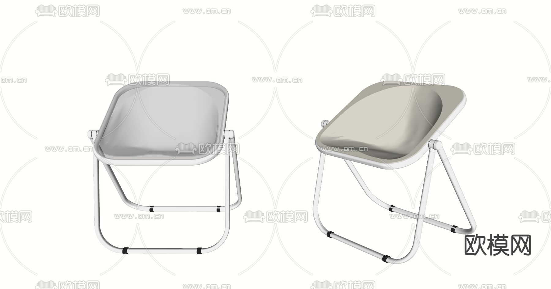 折叠椅 亚克力椅子su模型下载（渲染图2）