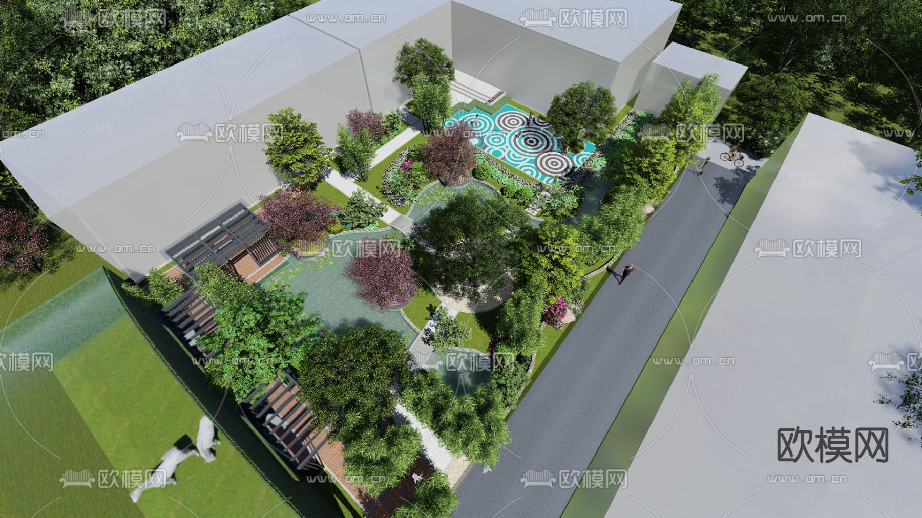 庭院花园 庭院小品su模型下载（渲染图4）