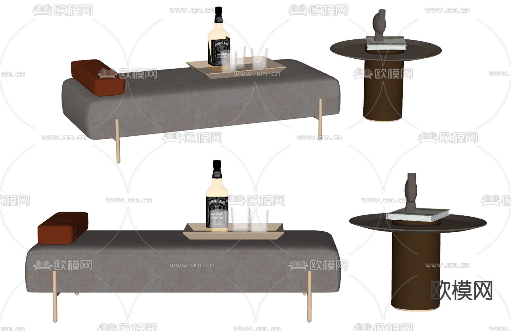 沙发凳 脚踏su模型下载（渲染图2）