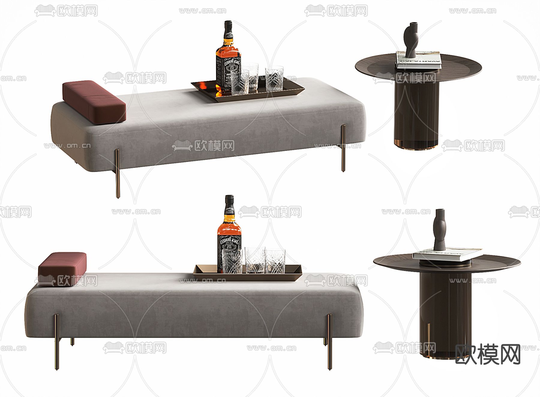 沙发凳 脚踏su模型下载（渲染图1）