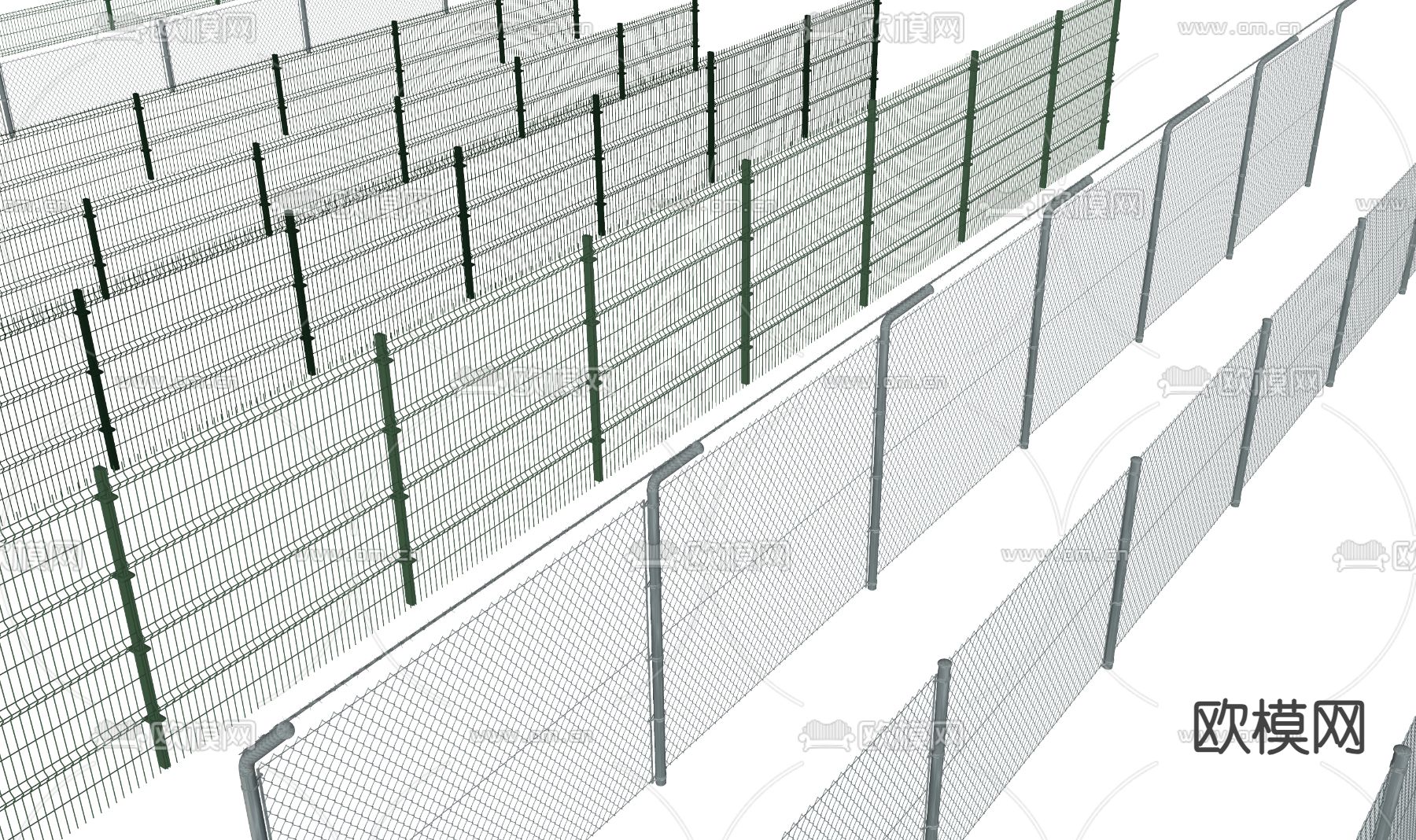 铁丝网围墙 围栏su模型下载（渲染图2）