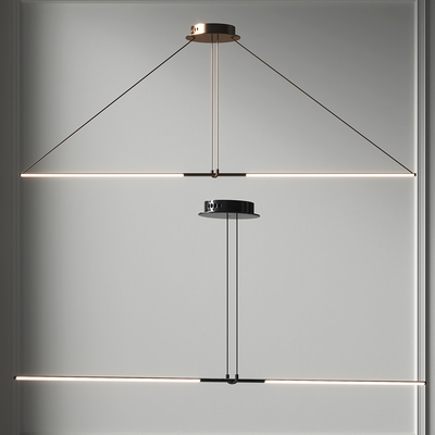  长吊灯 办公吊灯su模型 