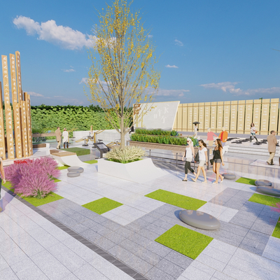 书法文化广场su模型