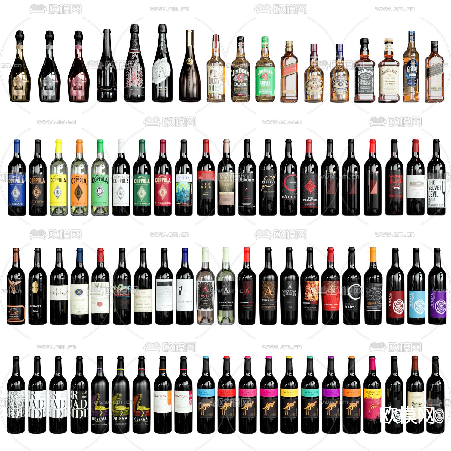 红酒柜 酒架3d模型下载（渲染图3）