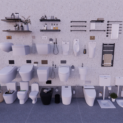  马桶 坐便器 小便斗su模型 