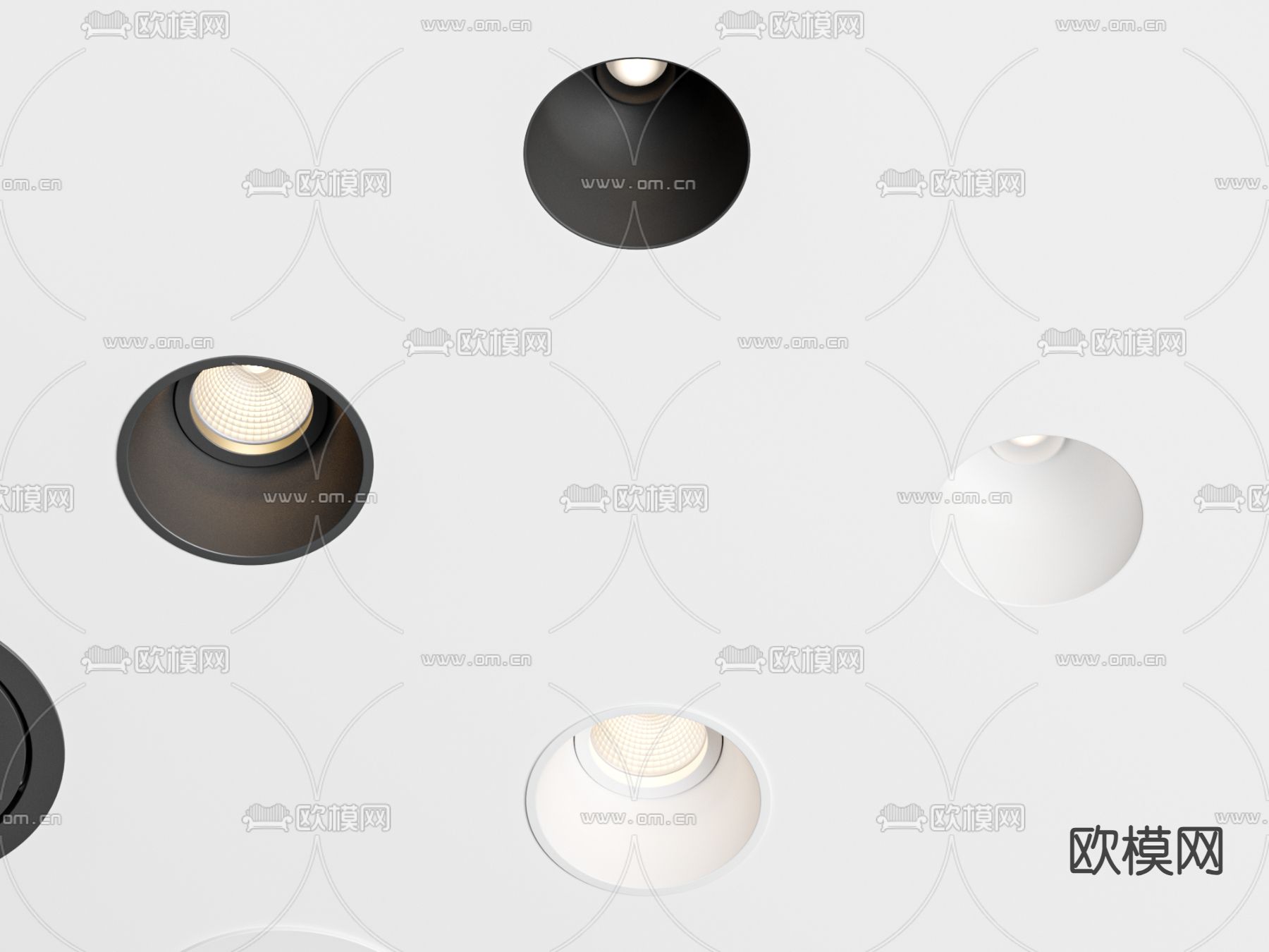 嵌入式筒灯 射灯 轨道灯3d模型下载（渲染图2）