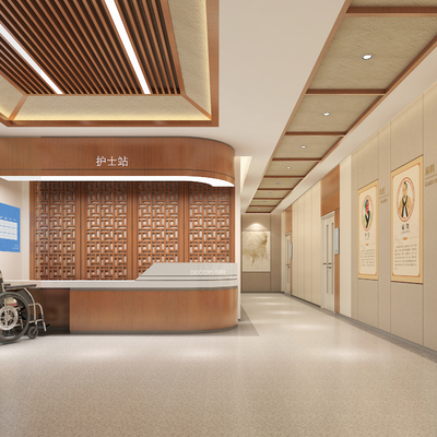  医院走廊 护士站su模型 