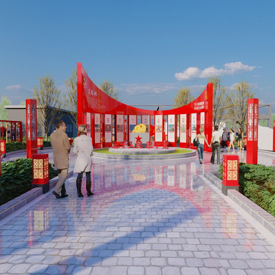 红色文化 广场小品su模型