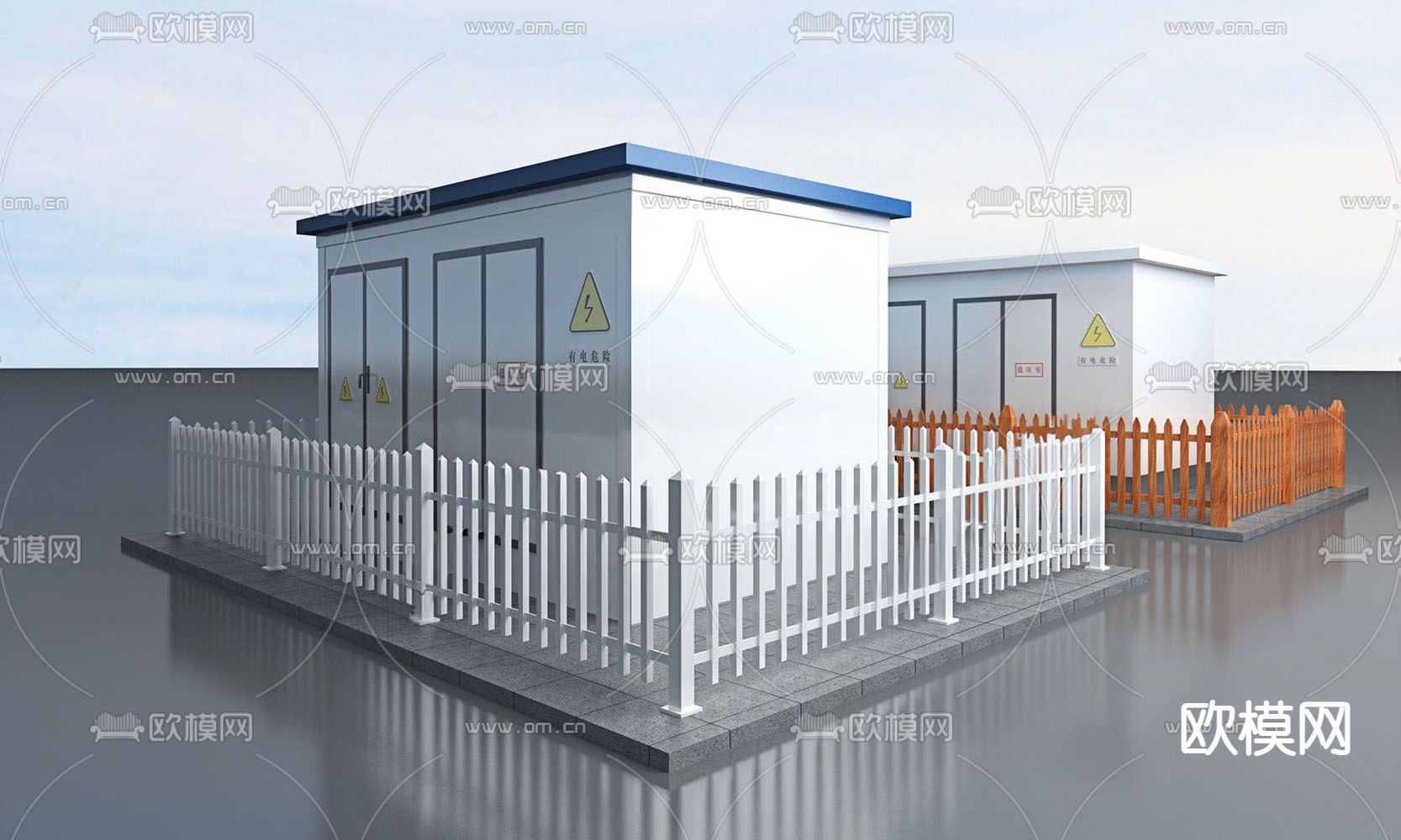 户外配电房 电箱su模型下载（渲染图1）