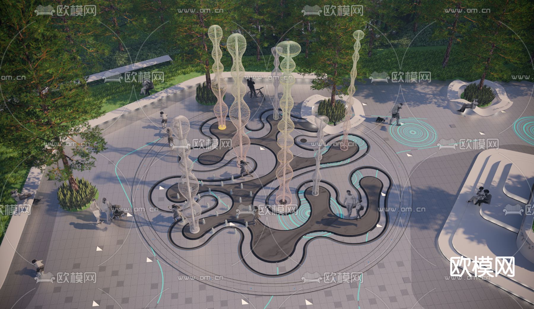 商业广场 艺术构架小品su模型下载_ID14205960_sketchup模型下载-欧模网