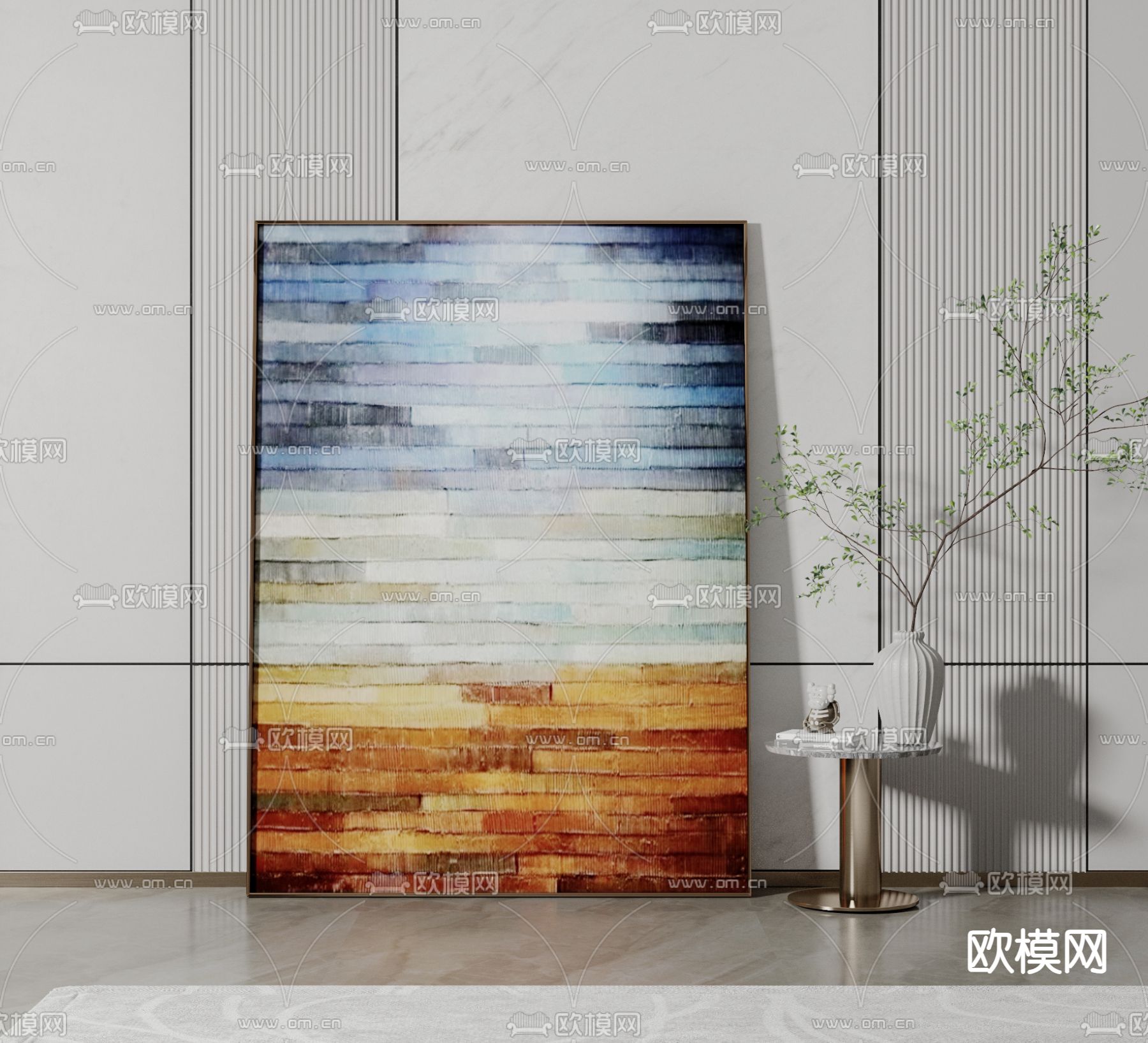 现代装饰画su模型下载（渲染图1）