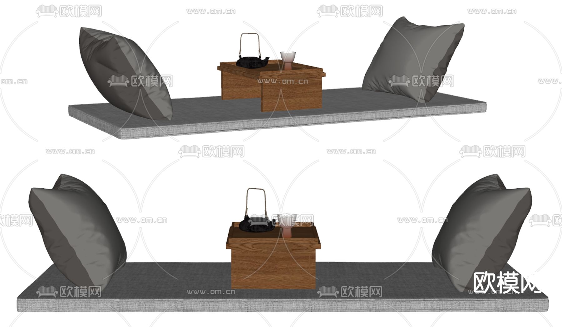 日式飘窗垫 垫子su模型下载（渲染图2）
