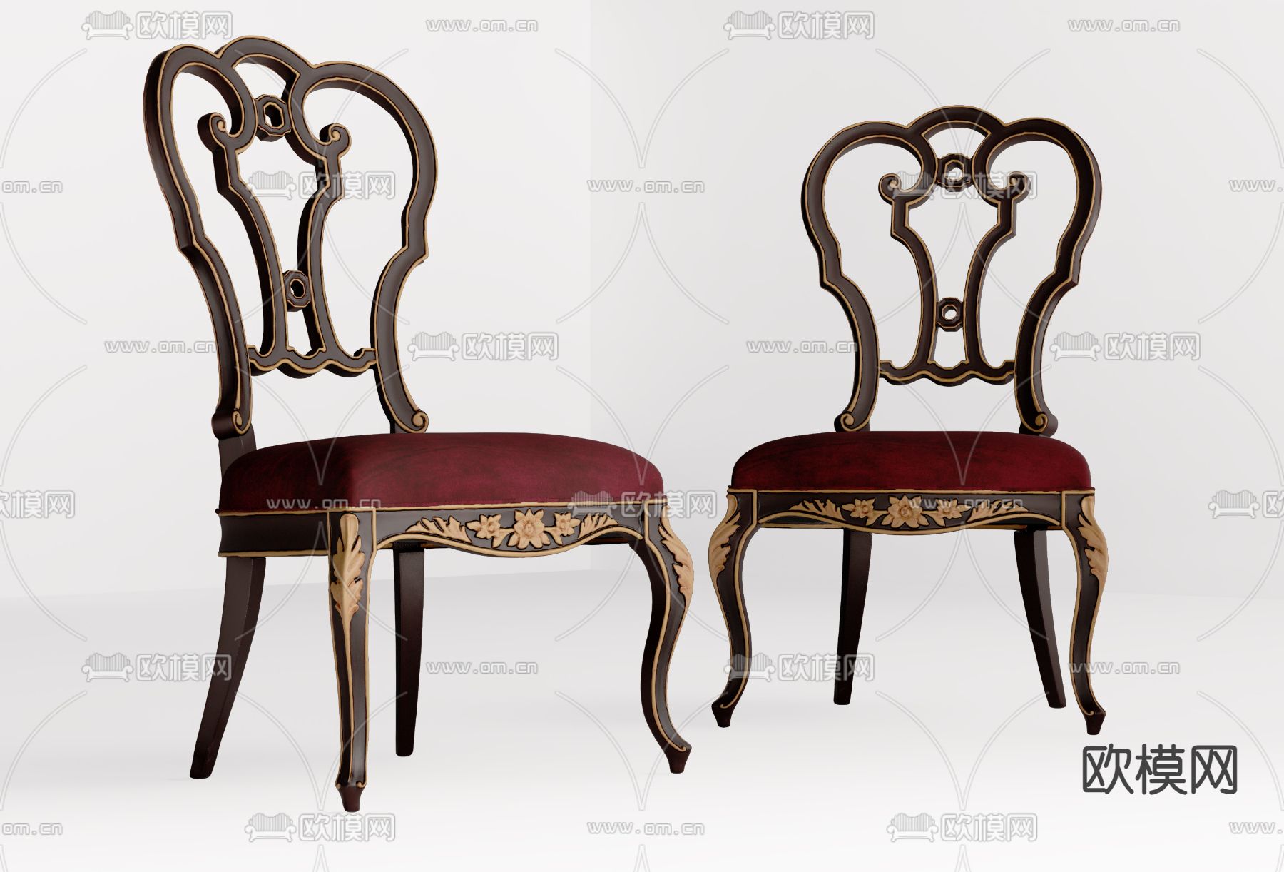 欧式古典椅子 餐椅su模型下载（渲染图1）